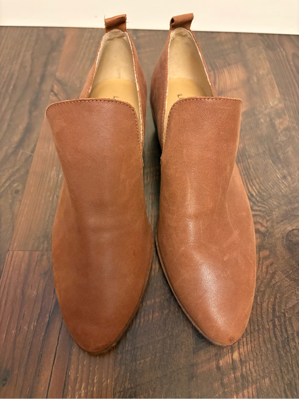 Lucky Brand Leather Cutout Ankle Booties Cognac Brown Women’s size 7.5
